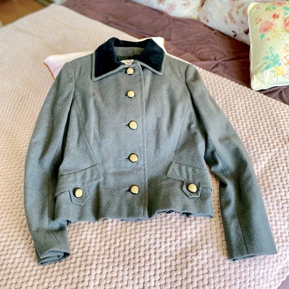 Vintage Ruth McCulloch Gray Wool and Velvet Cropped Jacket - Picture 3 of 8